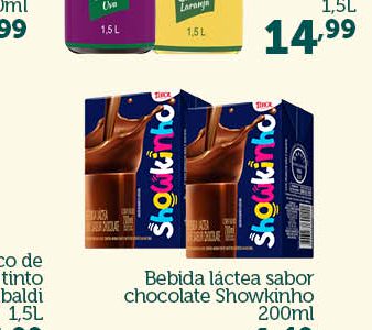 Bebida láctea sabor chocolate Showkinho 200ml
