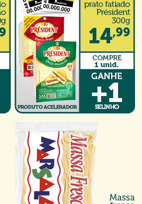 Queijo mussarela ou prato fatiado Président 300g